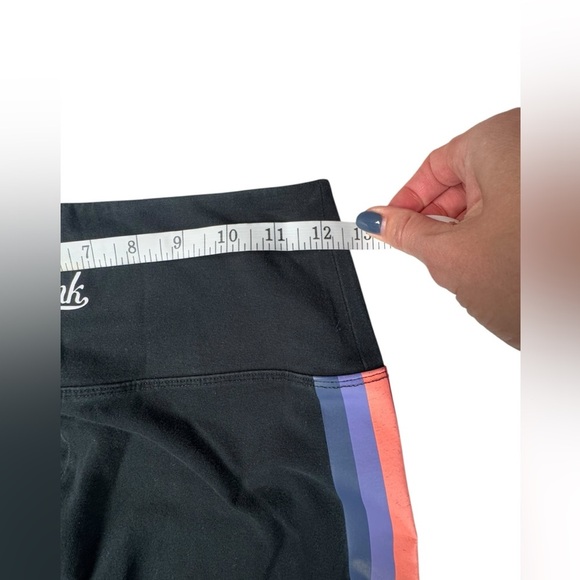 Victoria's Secret PINK High Waist Yoga Full Length Leggings Black Striped Small - Picture 8 of 9